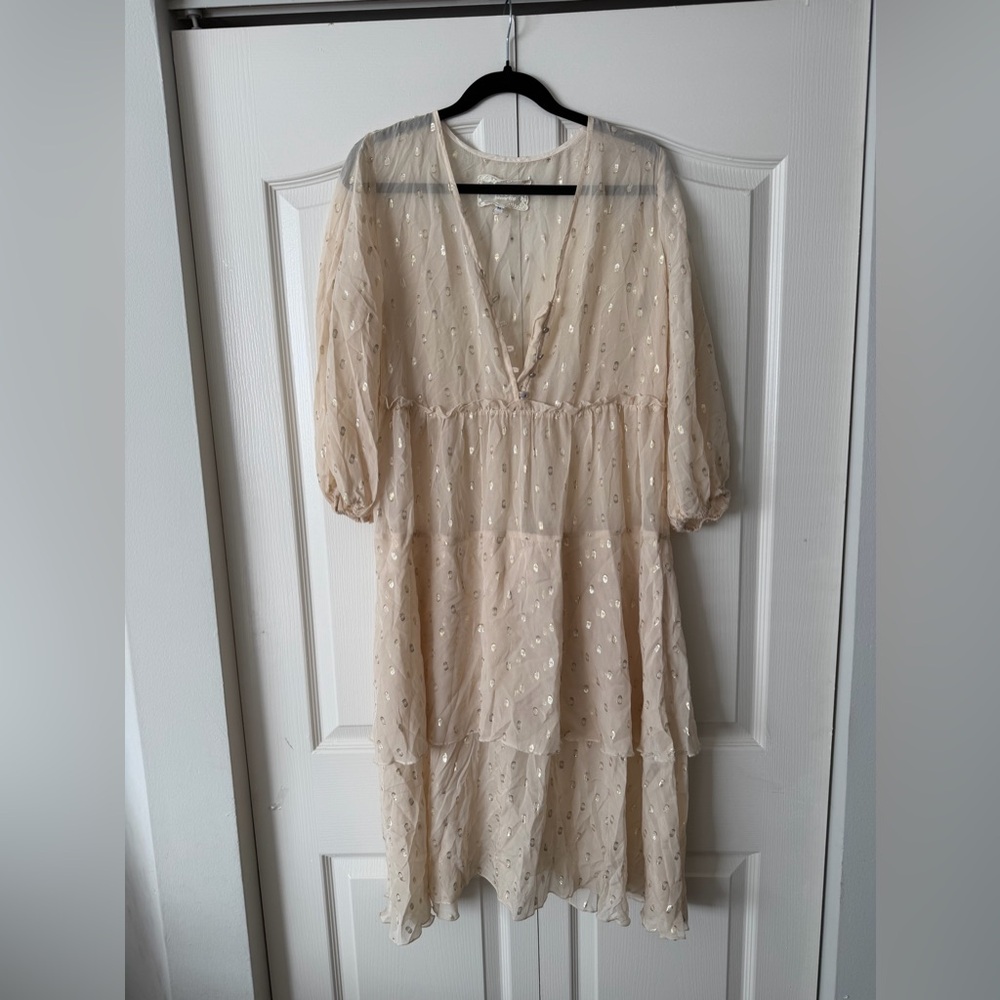Johnny Was Raja Tiered Silk Midi Dress